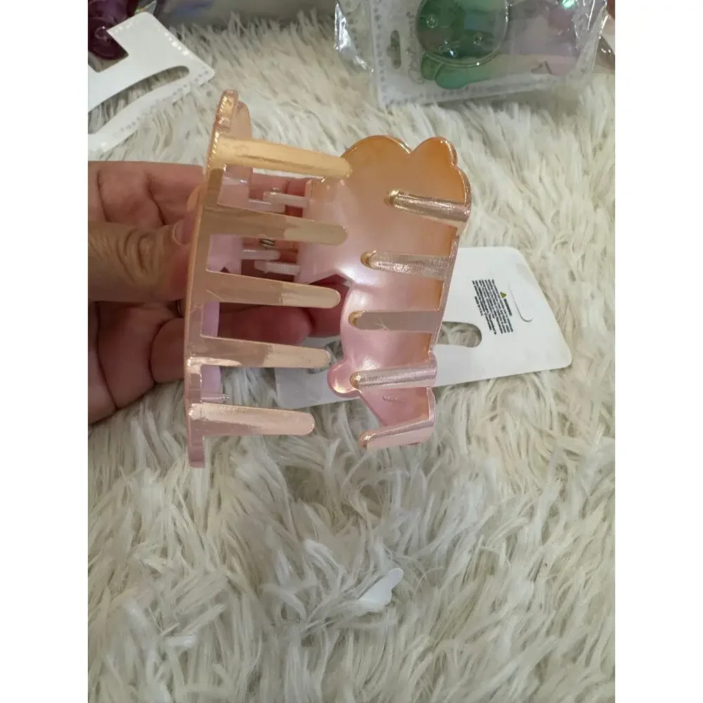 Miffy Pink bunny hair claw clip with iridescent finish